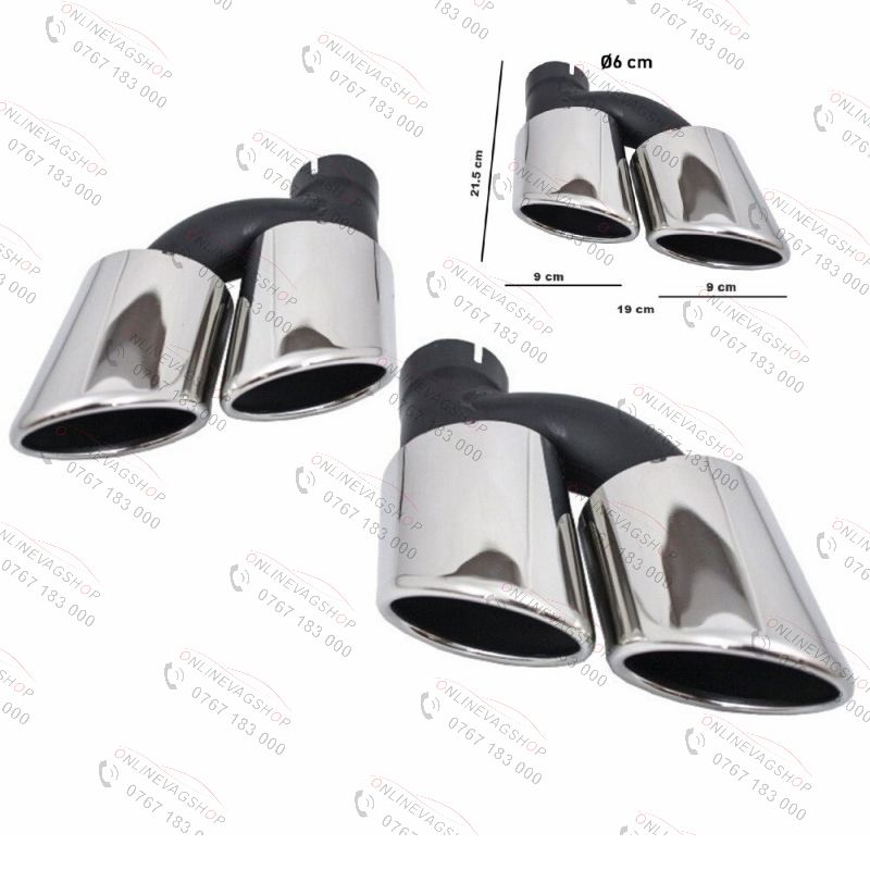 Tipsuri evacuare (toba) ornamente cromate duble cu intrare 60 mm